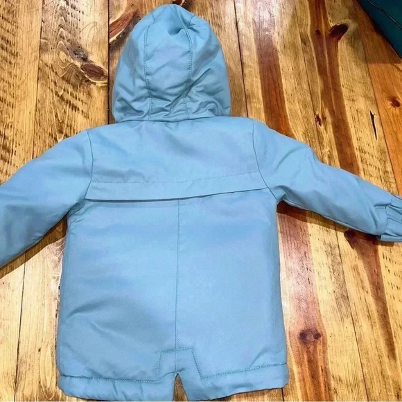 Cat and Jack NWOT KIDS fuzzy interior jacket coat w hood, pockets zip & button - Picture 2 of 6